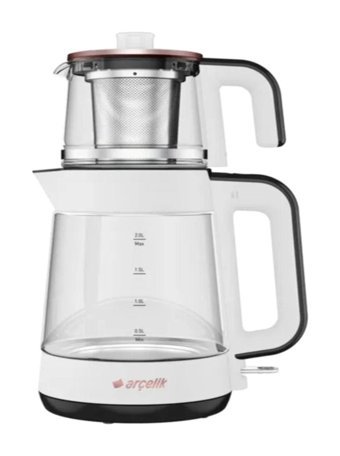Arçelik 6964 S Cam Demlikli 1900 W Işıklı Cam Gövdeli Beyaz Çay Makinesi