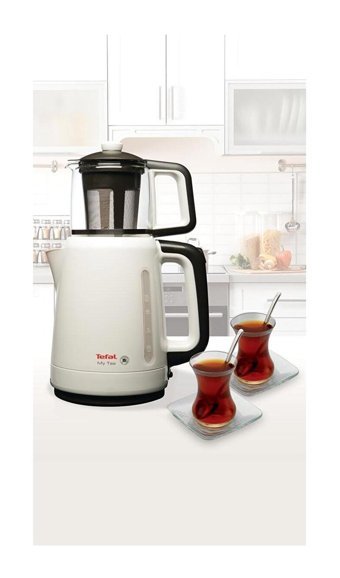 Tefal My Tea Otomatik Cam Demlikli 1500 W Işıklı Plastik Gövdeli Beyaz Retro Çay Makinesi
