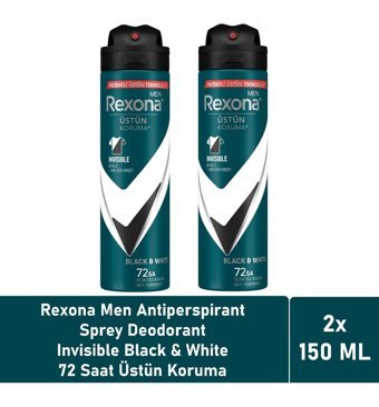Rexona Invisible Black White Sprey Erkek Deodorant 2x150 ml