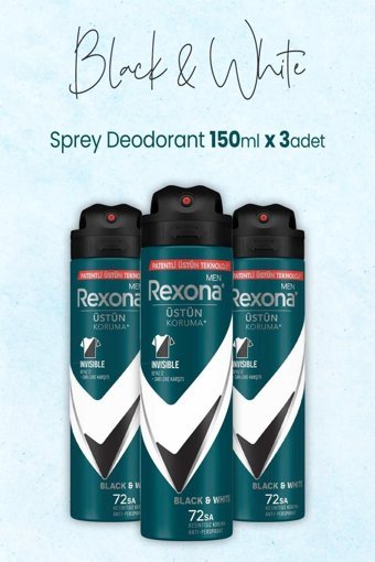 Rexona Black White Sprey Erkek Deodorant 3x150 ml
