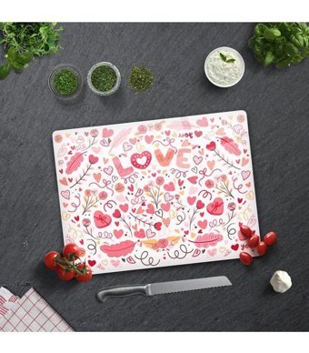 Decorita Cam Pembe Kesme Tahtası