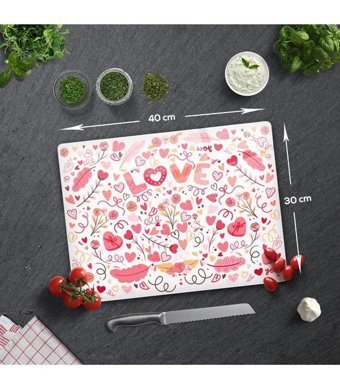 Decorita Cam Pembe Kesme Tahtası