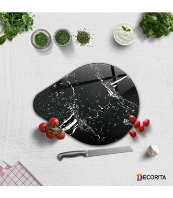 Decorita Cam Siyah Mermer Kesme Tahtası