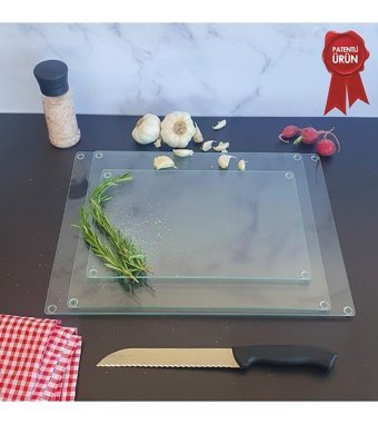 Decorita Cam Saydam 3'lü Kesme Tahtası