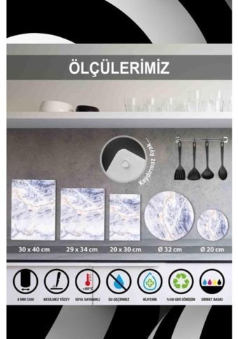 Saban Cam Gri İkili Kesme Tahtası