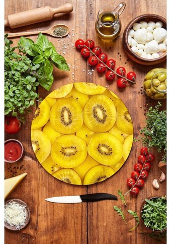 Saban Cam Sarı Kesme Tahtası