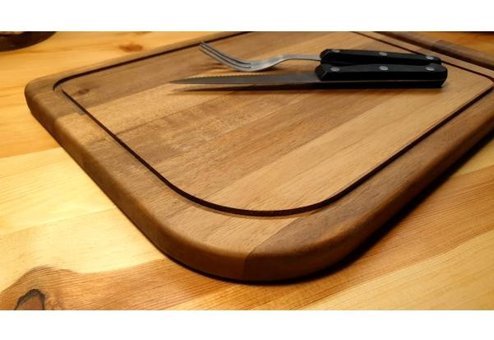 F&S Woodart Hazneli Ahşap Kahverengi Kesme Tahtası