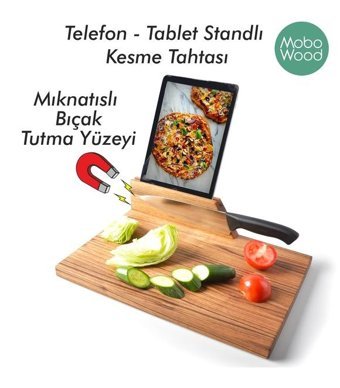 Ara Dekorasyon Ahşap Standlı Kahverengi Kesme Tahtası