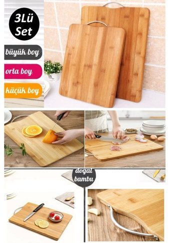 Berdina Home Bambu Kahverengi 3'lü Kesme Tahtası