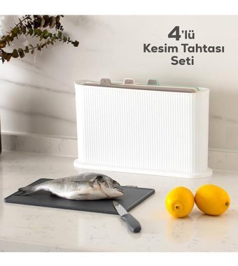 Porsima Plastik Standlı Beyaz 5'li Kesme Tahtası