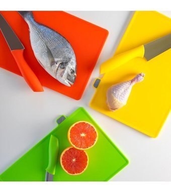 Porsima Plastik Standlı Siyah-Beyaz 7'li Kesme Tahtası