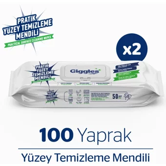 Giggles Pratik 50 Yaprak 2'li Paket Yüzey Temizleme Mendili