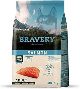 Bravery Somon Büyük ve Orta Irk Yetişkin Köpek Maması 4 kg