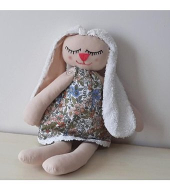 Nildamigurumi Uyku Tavşanı Çiçekli Elbiseli Peluş Oyuncak