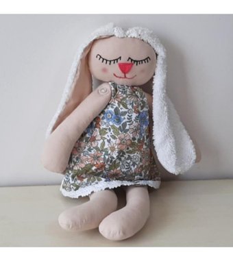 Nildamigurumi Uyku Tavşanı Çiçekli Elbiseli Peluş Oyuncak