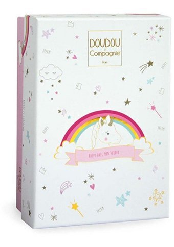 Doudou Hediye Kutulu Çıngıraklı Unicorn Pembe 17 cm Peluş Oyuncak