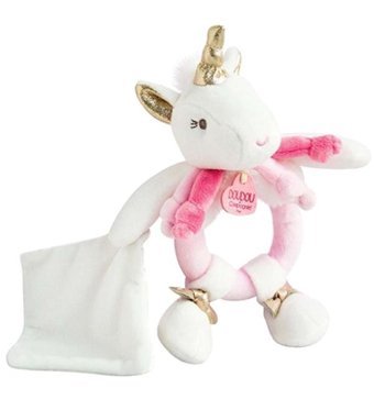 Doudou Hediye Kutulu Çıngıraklı Unicorn Pembe 17 cm Peluş Oyuncak