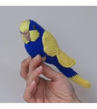 Nildamigurumi Muhabbet Kuşu Sarı Lacivert Peluş Oyuncak