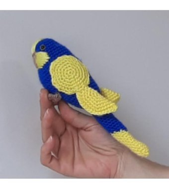 Nildamigurumi Muhabbet Kuşu Sarı Lacivert Peluş Oyuncak