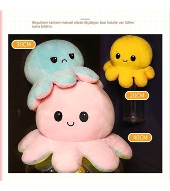 Oloey Dönen Çift Taraflı Ahtapot 20 cm Peluş Oyuncak