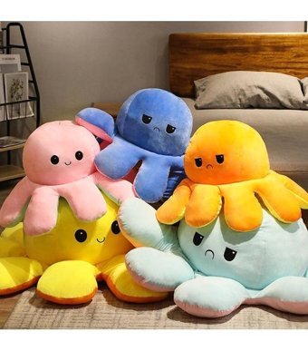 Oloey Dönen Çift Taraflı Ahtapot 20 cm Peluş Oyuncak