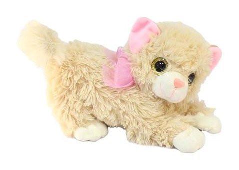 Yk Store Miyavlayan Sesli Kedi Krem İri Gözlü 25 cm Peluş Oyuncak