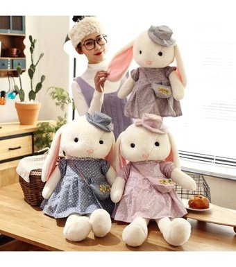 Carrier Gri Taşıyıcı Boyunda Coco Tavşan 37 cm Peluş Oyuncak