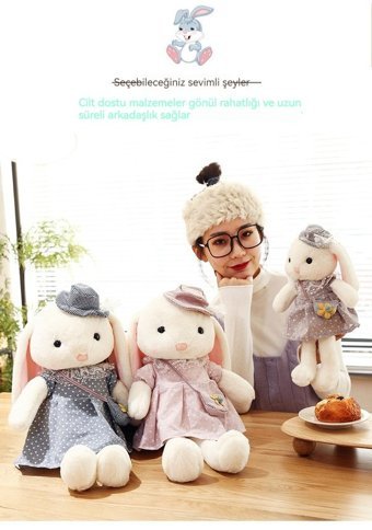 Carrier Gri Taşıyıcı Boyunda Coco Tavşan 37 cm Peluş Oyuncak
