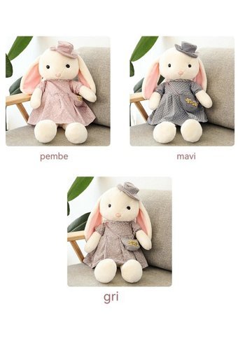 Carrier Gri Taşıyıcı Boyunda Coco Tavşan 37 cm Peluş Oyuncak