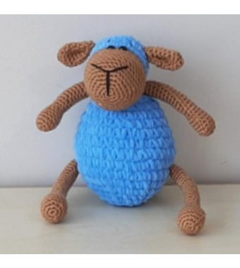 Nildamigurumi Örgü Kuzu Mavi Peluş Oyuncak