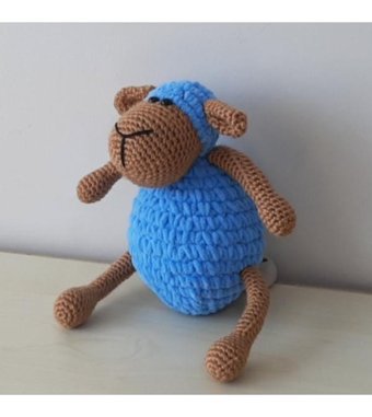 Nildamigurumi Örgü Kuzu Mavi Peluş Oyuncak