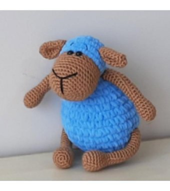Nildamigurumi Örgü Kuzu Mavi Peluş Oyuncak