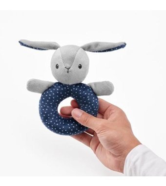İkea Gulligast Çıngıraklı Minik Tavşanlı Oyuncak Gri Mavi 15 cm Peluş Oyuncak