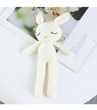 Jzcat Beyaz Çocuk Sevimli Yün Tavşan Oyuncak Bebek 25 cm Peluş Oyuncak