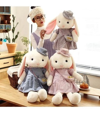 Carrier Mavi Taşıyıcı Boyunda Coco Tavşan 37 cm Peluş Oyuncak