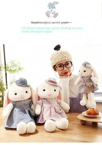 Carrier Mavi Taşıyıcı Boyunda Coco Tavşan 37 cm Peluş Oyuncak