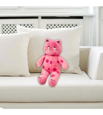 Magideal Pembe Puantiyeli Kedi Dolması Peluş Oyuncak