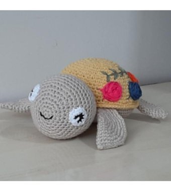 Nildamigurumi Örgü Oyuncak Kaplumbağa Sarı 25 cm Peluş Oyuncak