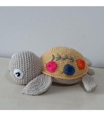 Nildamigurumi Örgü Oyuncak Kaplumbağa Sarı 25 cm Peluş Oyuncak