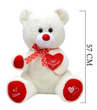 Selay Oyuncak Ekru Tıkıl Ayı 57 cm Peluş Oyuncak