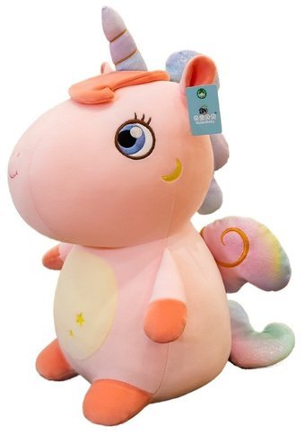 Yucama Pembe Sevimli Yıldızlı Gökyüzü Tek Boynuzlu At Peluş Oyuncak