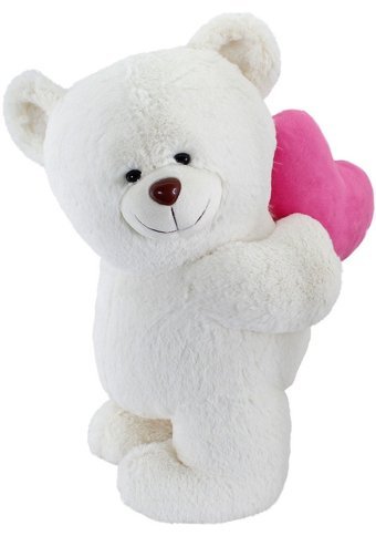 Neco Krem Plush Arkada Kalp Tutan Ayakta Ayı 55 cm Peluş Oyuncak