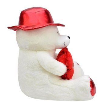 Selay Oyuncak Ekru Peluş Şapkalı Ayı 40 cm Peluş Oyuncak