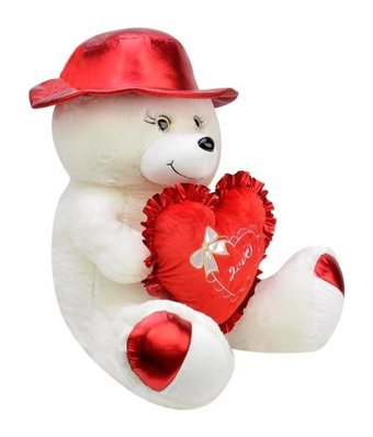 Selay Oyuncak Ekru Peluş Şapkalı Ayı 40 cm Peluş Oyuncak