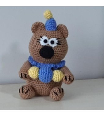 Nildamigurumi Örgü Ayı Palyaço 24 cm Peluş Oyuncak