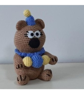 Nildamigurumi Örgü Ayı Palyaço 24 cm Peluş Oyuncak