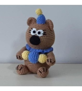 Nildamigurumi Örgü Ayı Palyaço 24 cm Peluş Oyuncak