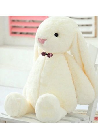 Sole Beyaz Uyku Arkadaşım Papyonlu Uzun Kulak Bunny Tavşan 65 cm Peluş Oyuncak