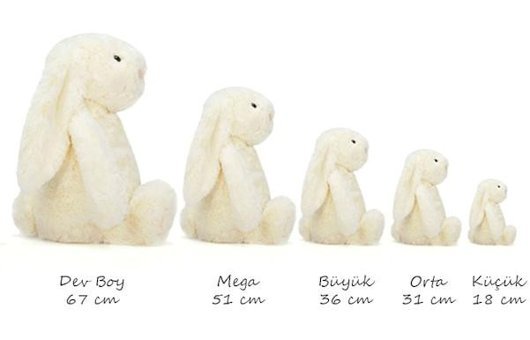 Jellycat Bashful Tavşan Pudra Orta Boy 31 cm Peluş Oyuncak