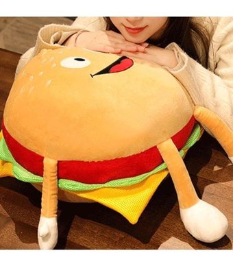 Alibee Hamburger Bebek Cilt Dostu Sevimli Hamburger 45 cm Peluş Oyuncak
